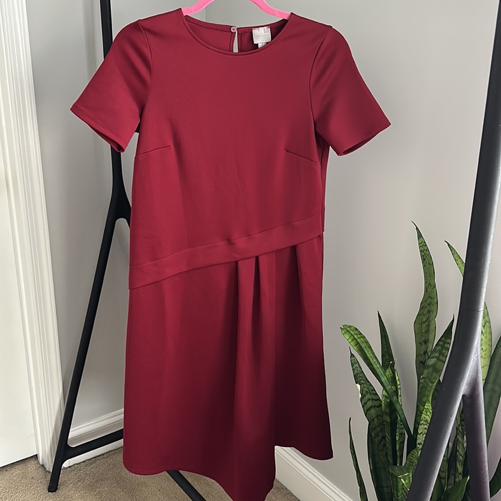 ASOS Red Wine Oversized Draped T-Shirt Midi Dress Size 2